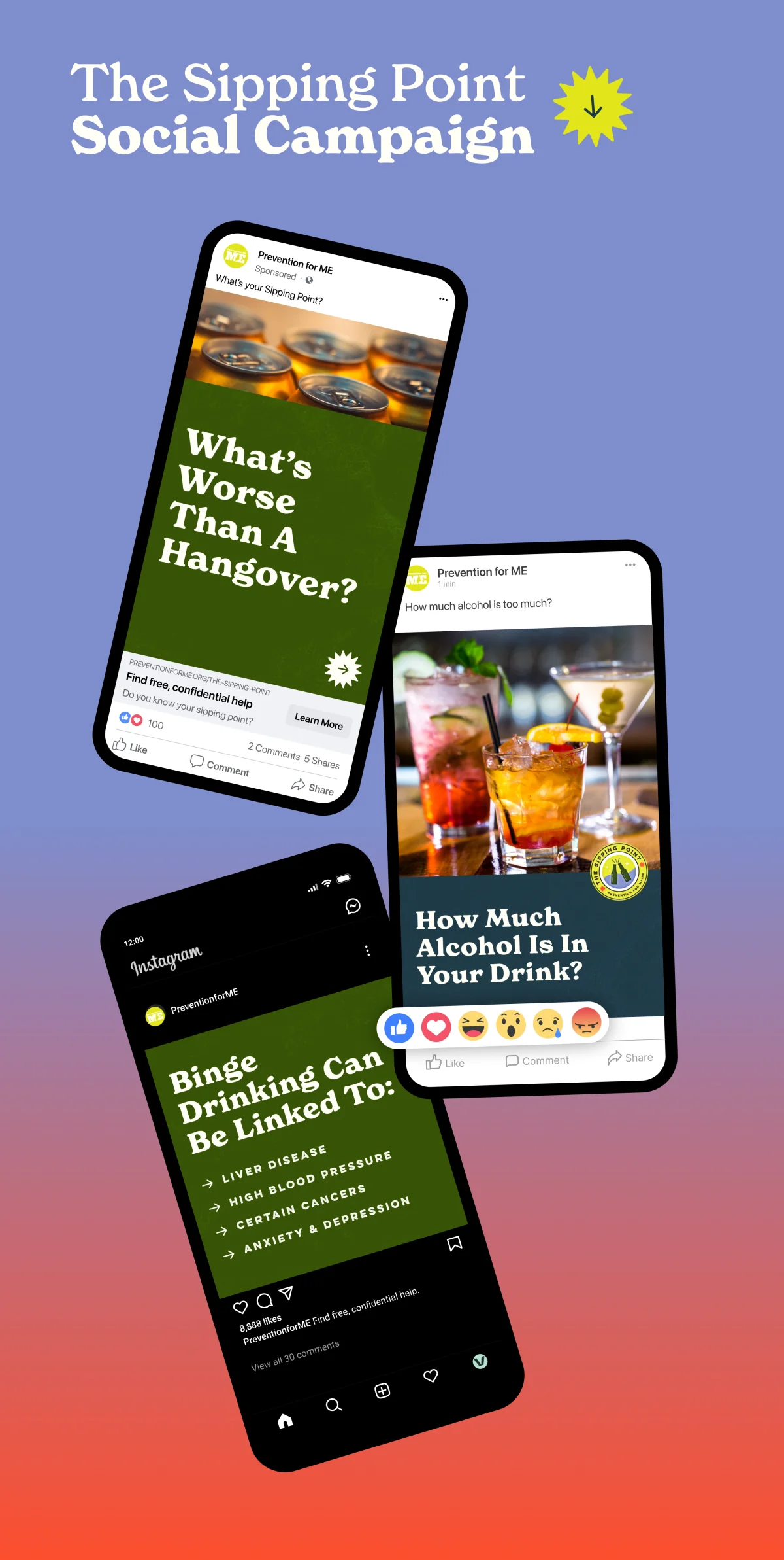 Social media campaign graphics featuring The Sipping Point messaging